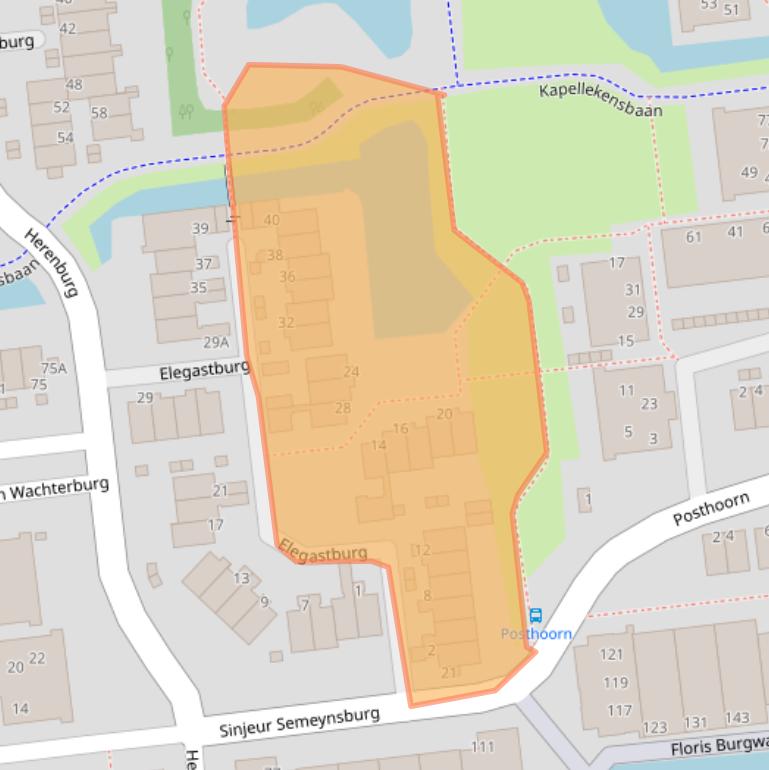 Kaart van postcodegebied 2907CD.