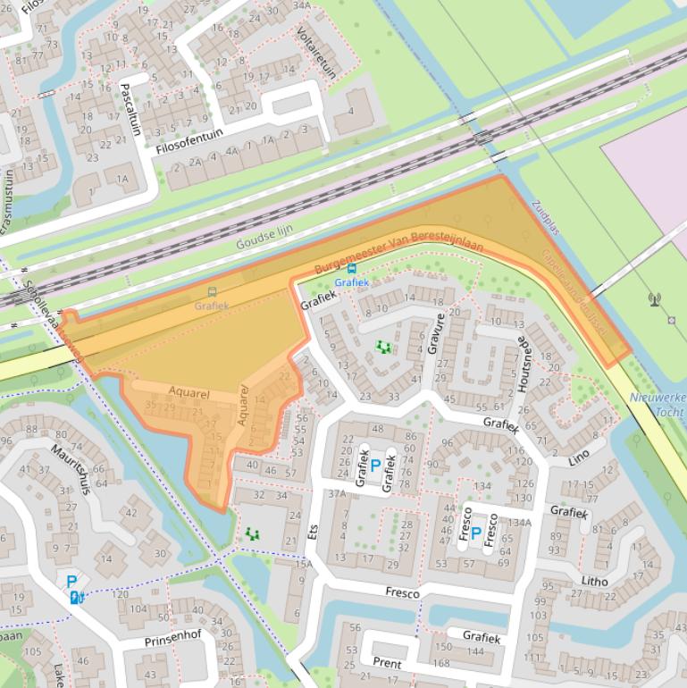 Kaart van postcodegebied 2907DA.