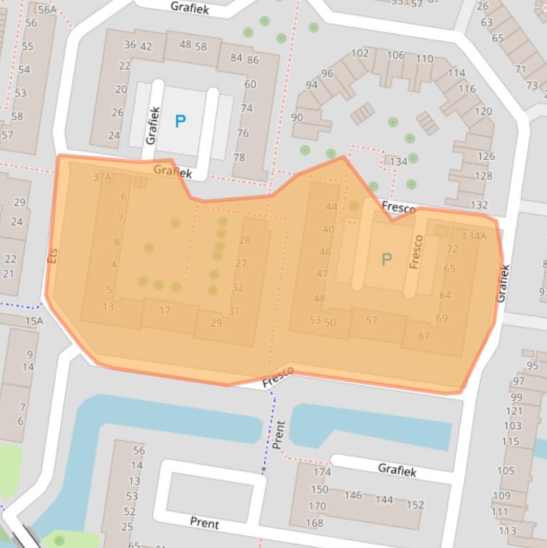 Kaart van postcodegebied 2907DC.