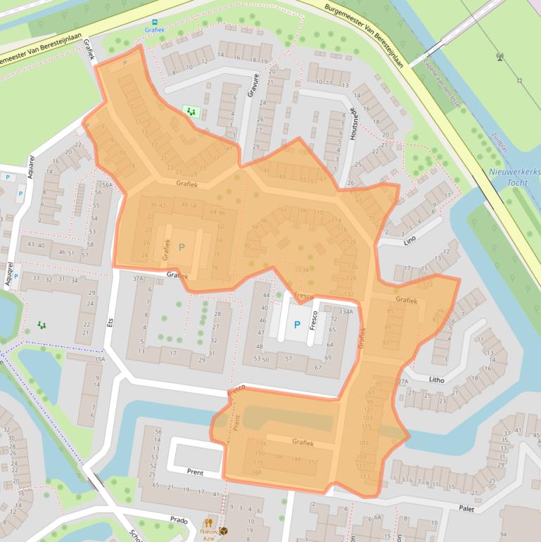 Kaart van postcodegebied 2907DD.