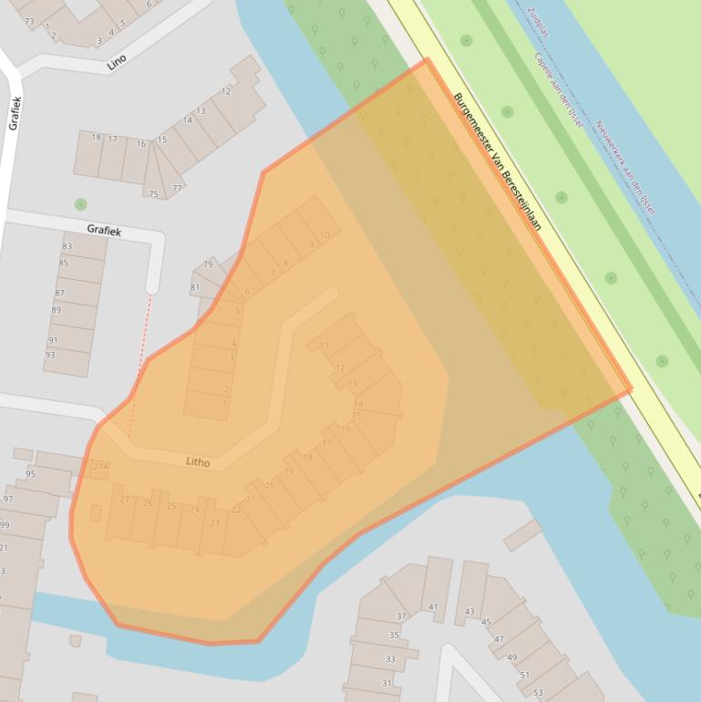 Kaart van postcodegebied 2907DJ.