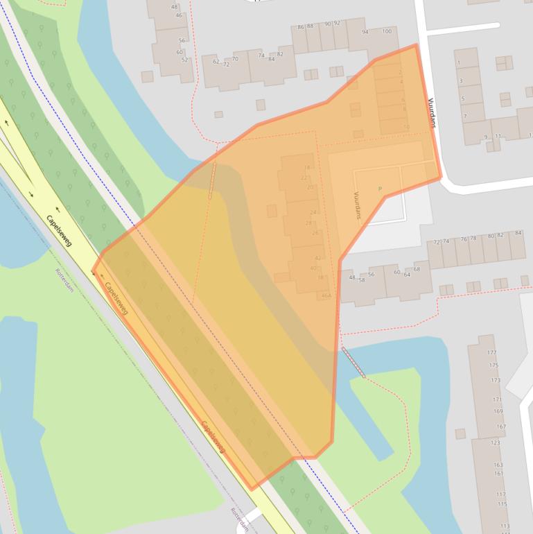 Kaart van postcodegebied 2907RJ.