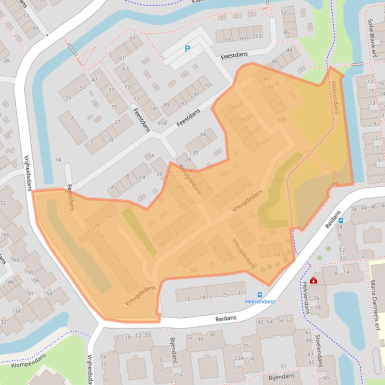 Kaart van postcodegebied 2907TJ.