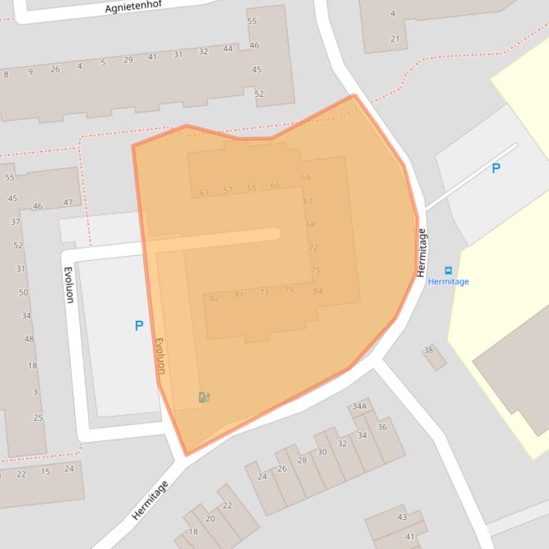 Kaart van postcodegebied 2907WJ.