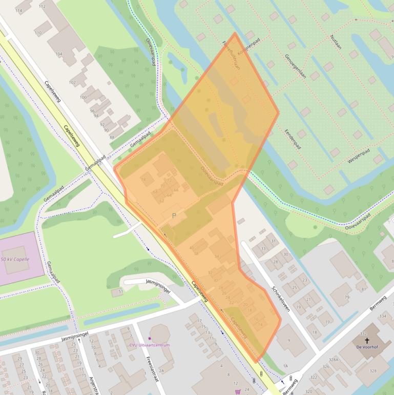 Kaart van postcodegebied 2907XB.