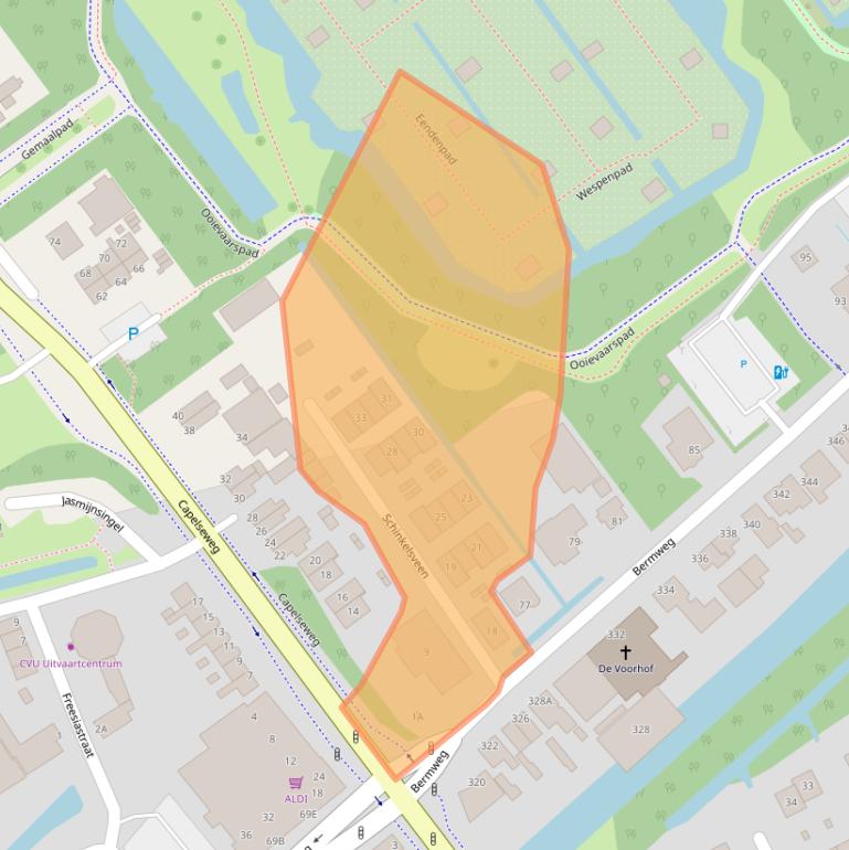 Kaart van postcodegebied 2907XG.