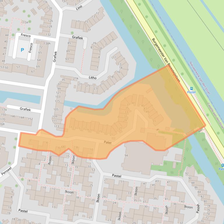 Kaart van postcodegebied 2907ZC.