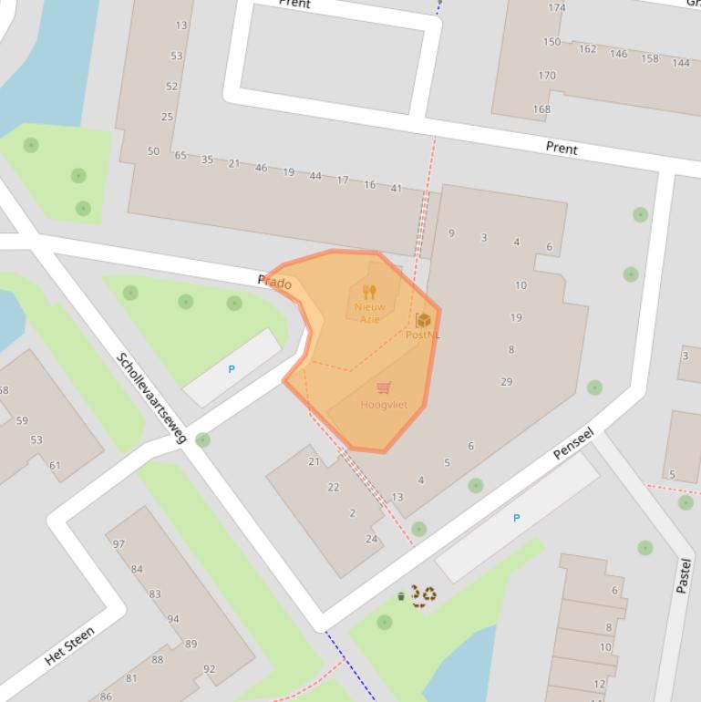 Kaart van postcodegebied 2907ZG.