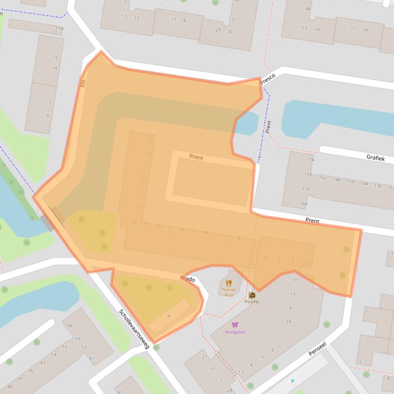 Kaart van postcodegebied 2907ZH.