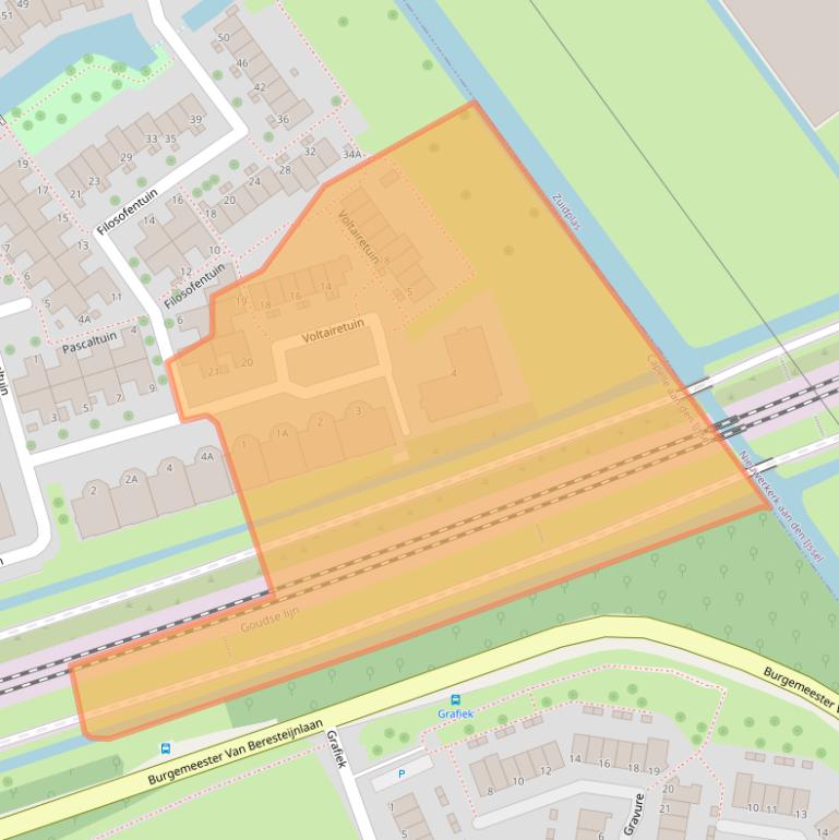 Kaart van postcodegebied 2908XJ.