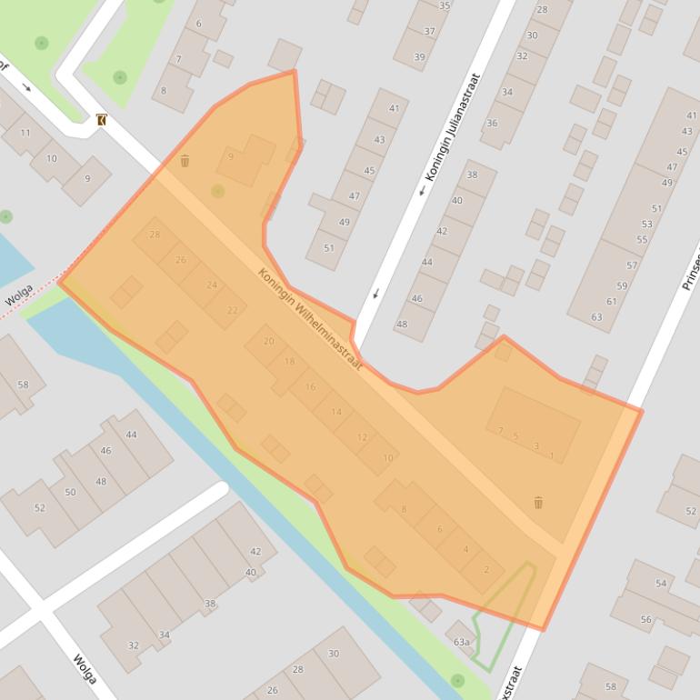 Kaart van postcodegebied 2911AJ.