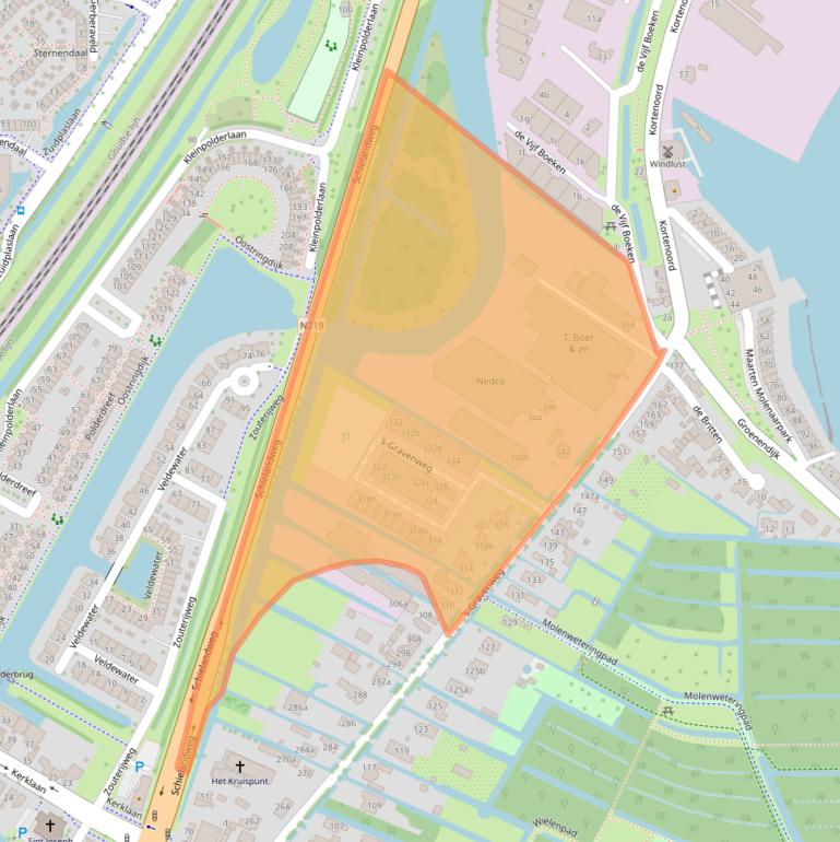 Kaart van postcodegebied 2911BK.