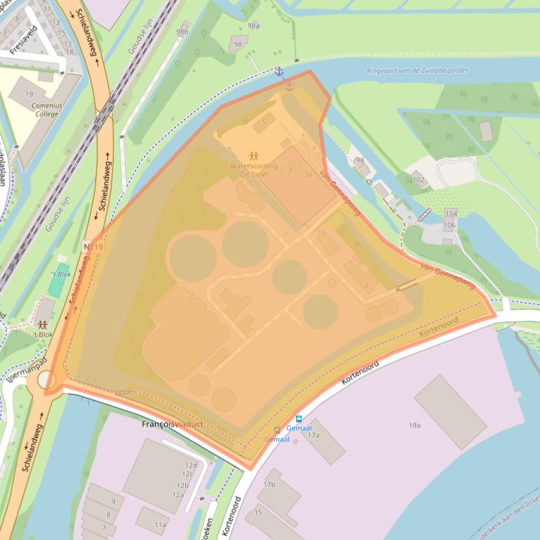 Kaart van postcodegebied 2911BS.