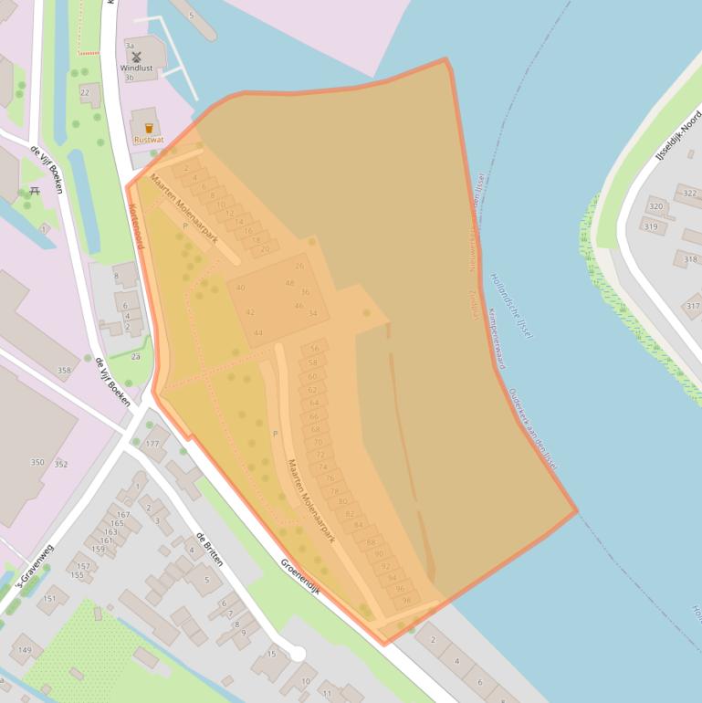 Kaart van postcodegebied 2911BV.