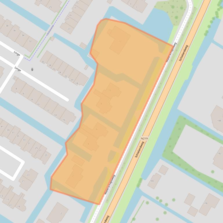 Kaart van postcodegebied 2911CN.