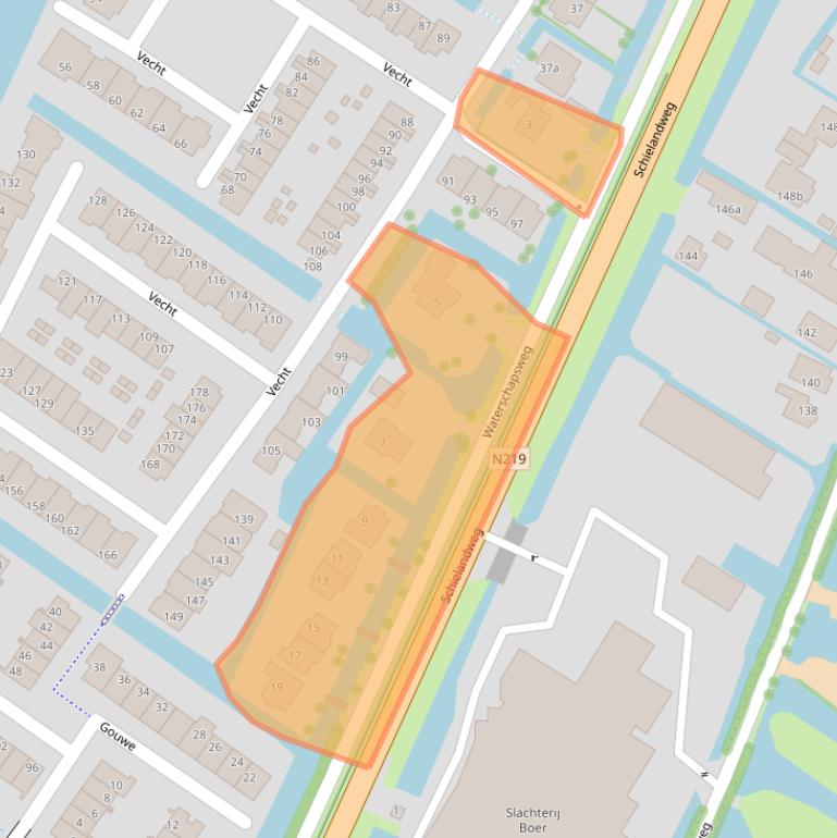 Kaart van postcodegebied 2911CR.