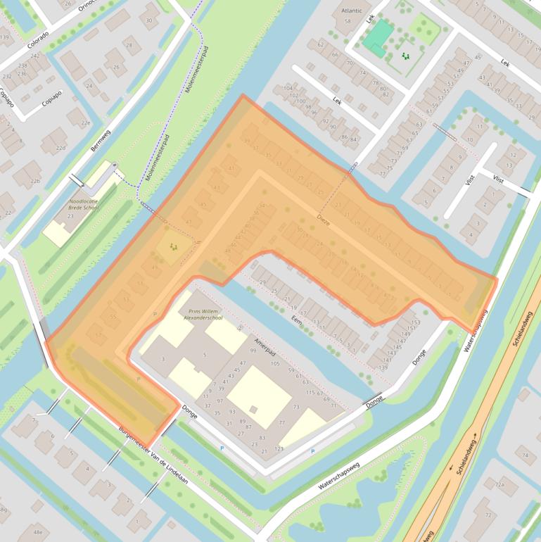 Kaart van postcodegebied 2911CS.