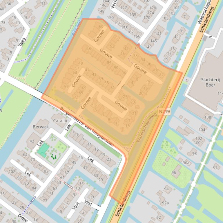 Kaart van postcodegebied 2911GA.