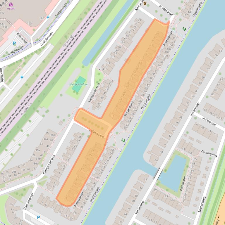 Kaart van postcodegebied 2911PC.