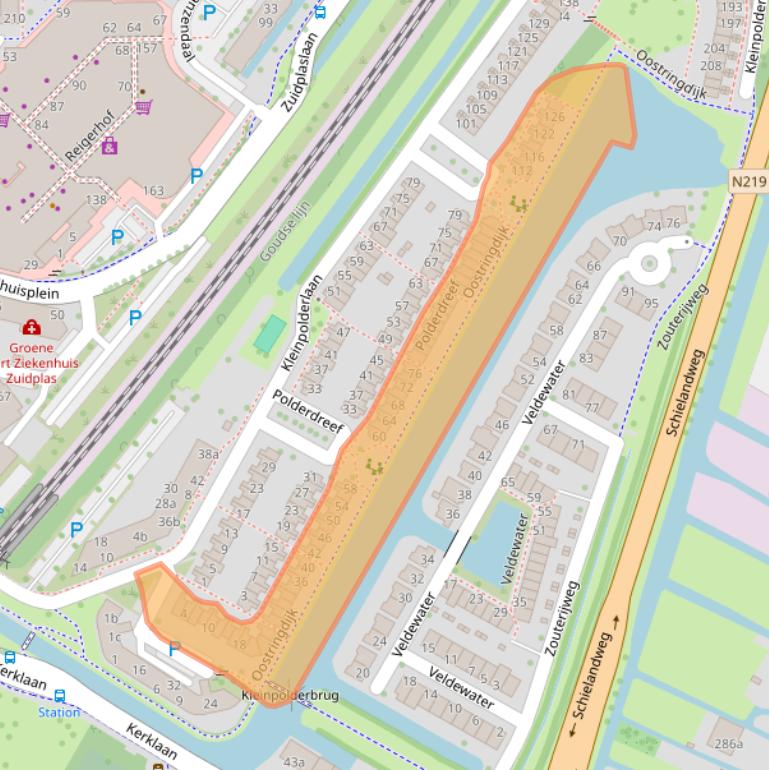 Kaart van postcodegebied 2911PD.