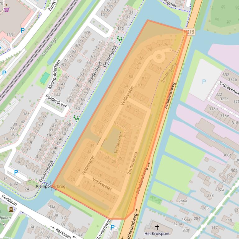 Kaart van postcodegebied 2911PG.