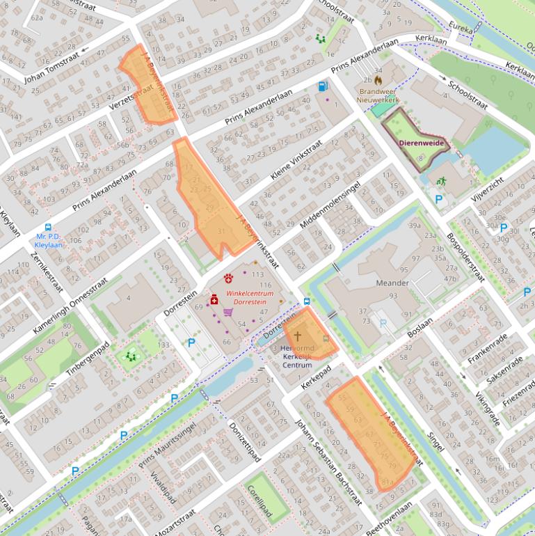 Kaart van postcodegebied 2912AA.