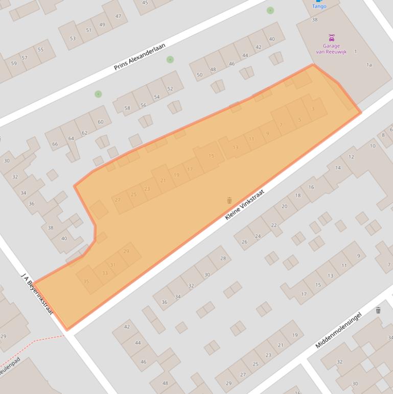 Kaart van postcodegebied 2912AE.