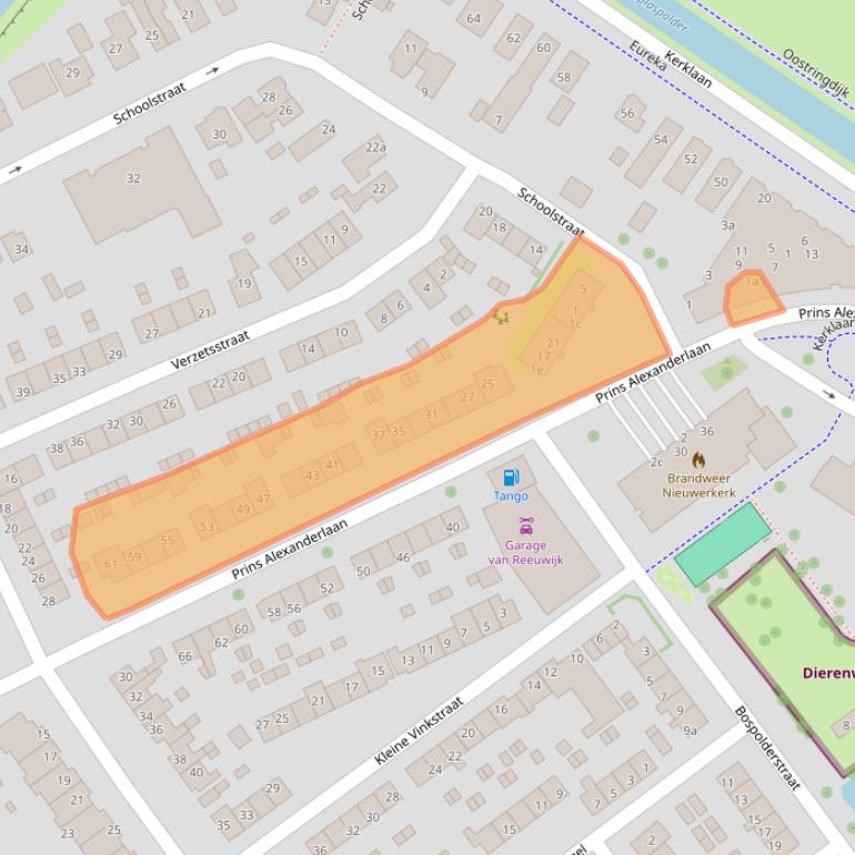 Kaart van postcodegebied 2912AJ.