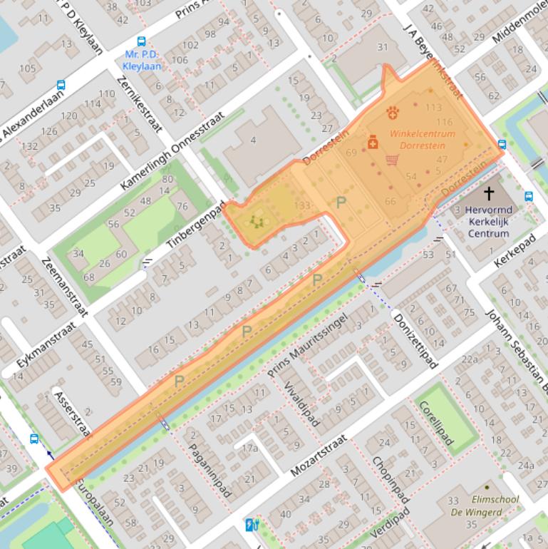 Kaart van postcodegebied 2912BC.