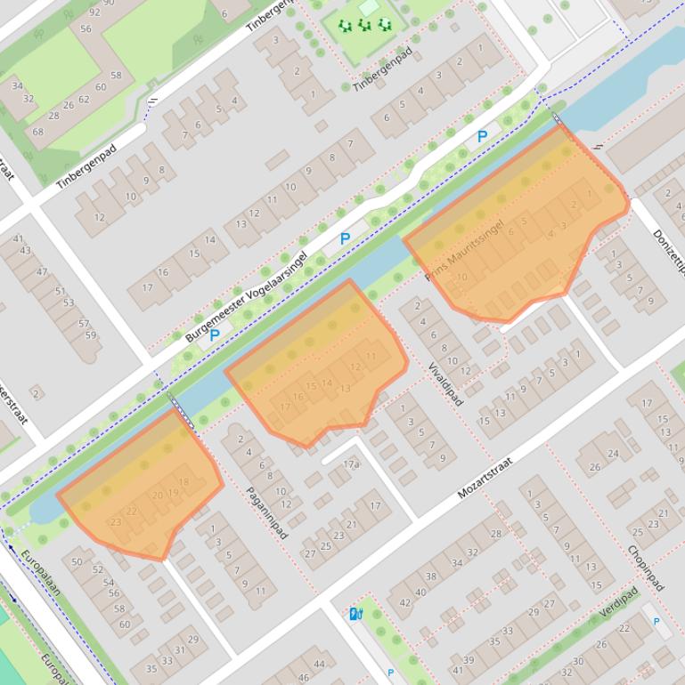 Kaart van postcodegebied 2912BG.