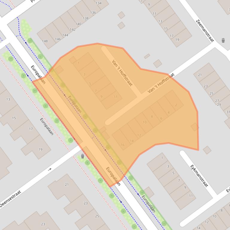 Kaart van postcodegebied 2912BJ.
