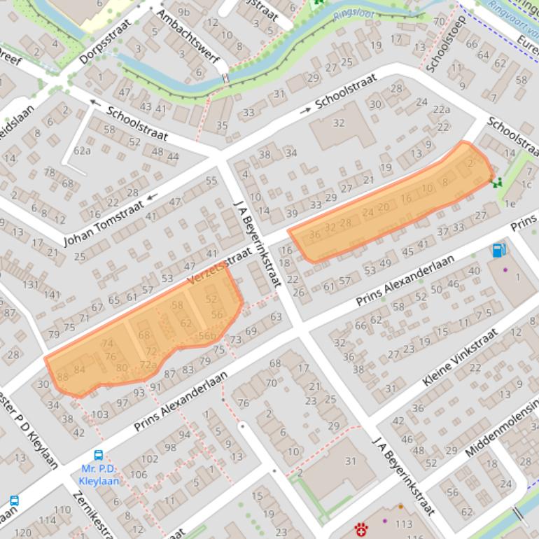 Kaart van postcodegebied 2912CV.