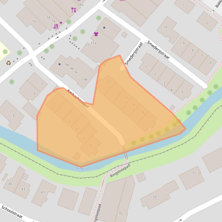 Kaart van postcodegebied 2912CW.