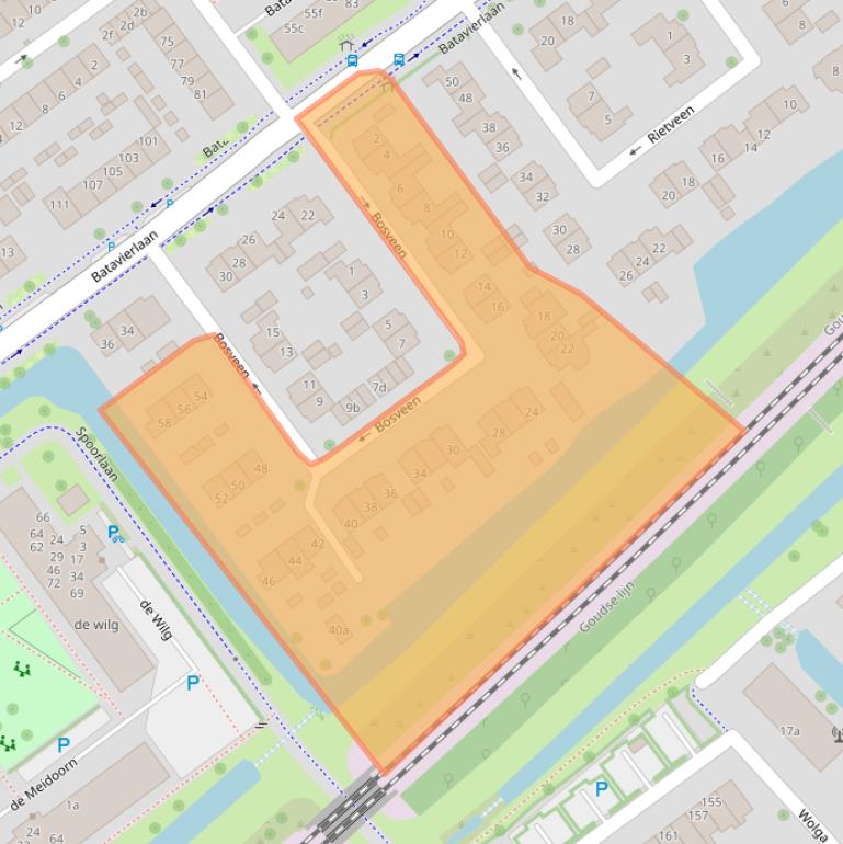 Kaart van postcodegebied 2912SJ.