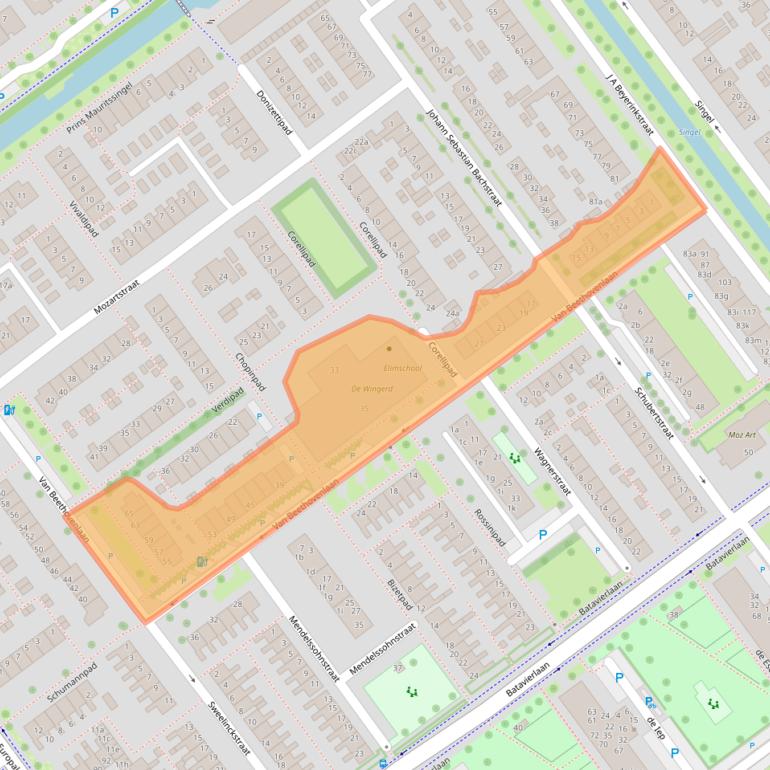 Kaart van postcodegebied 2912VK.