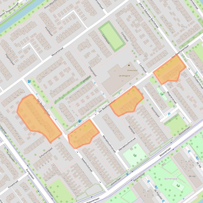 Kaart van postcodegebied 2912VL.