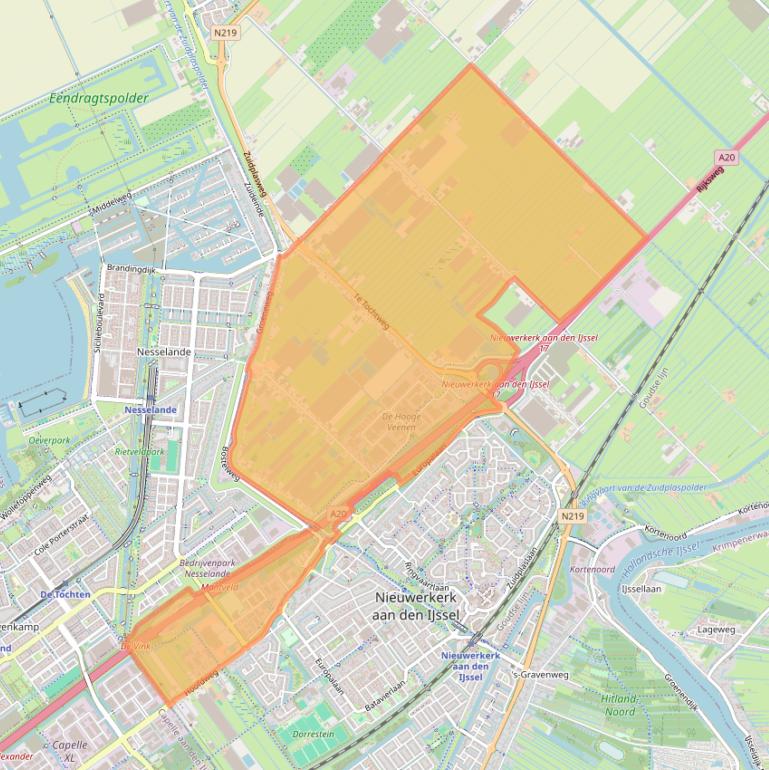 Kaart van postcodegebied 2913.