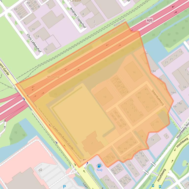 Kaart van postcodegebied 2913LJ.