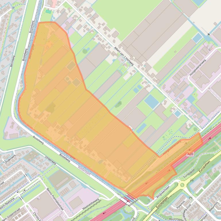 Kaart van postcodegebied 2913LK.