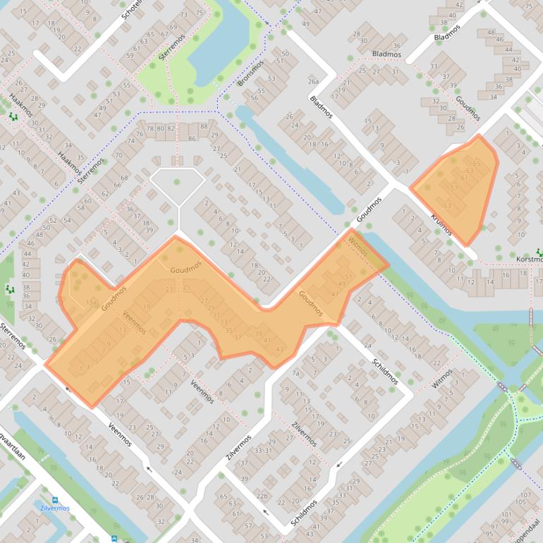 Kaart van postcodegebied 2914AE.