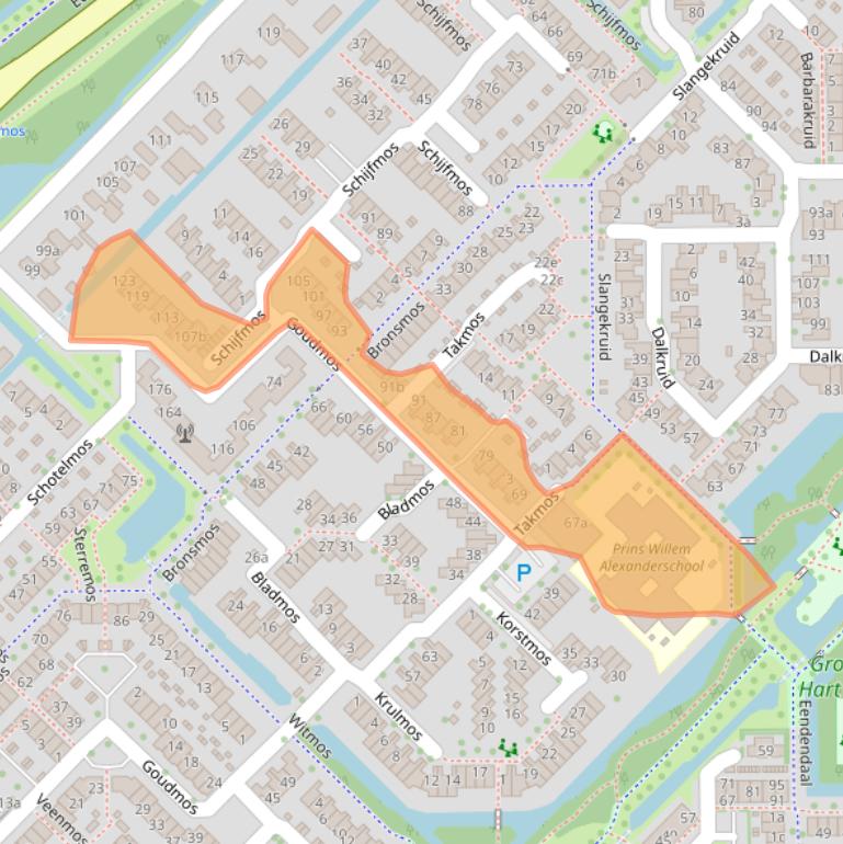 Kaart van postcodegebied 2914AG.