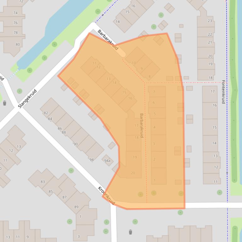 Kaart van postcodegebied 2914BA.