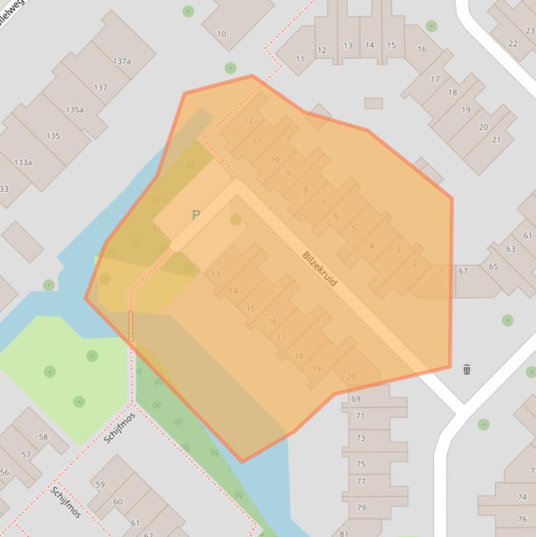 Kaart van postcodegebied 2914BB.