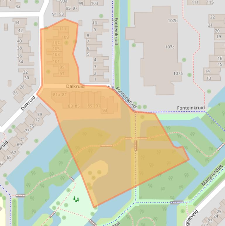 Kaart van postcodegebied 2914BG.