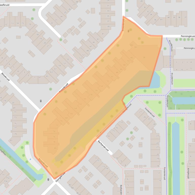 Kaart van postcodegebied 2914BN.