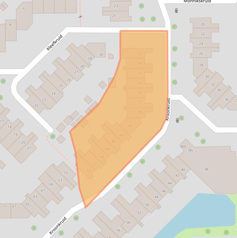 Kaart van postcodegebied 2914BS.