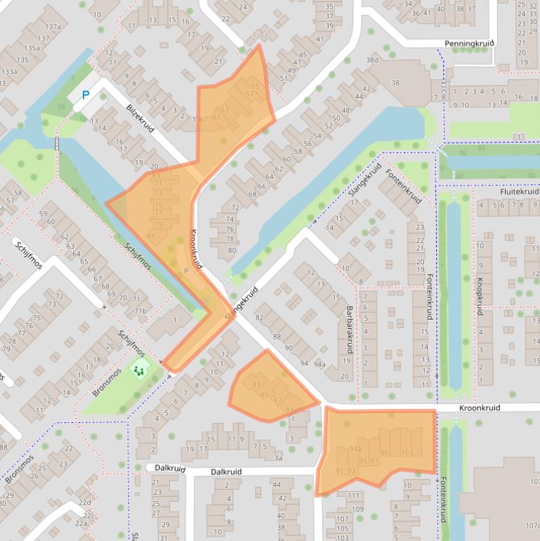 Kaart van postcodegebied 2914BT.