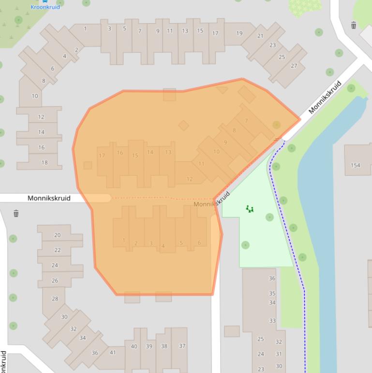 Kaart van postcodegebied 2914BV.
