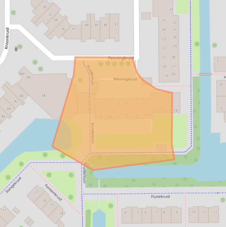 Kaart van postcodegebied 2914BW.