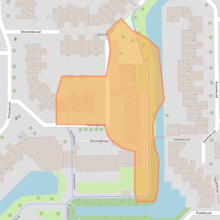 Kaart van postcodegebied 2914BX.